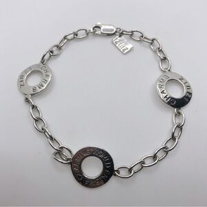 STERLING Silver Zinzi Charms Circle Links Charm Bracelet 7.5”